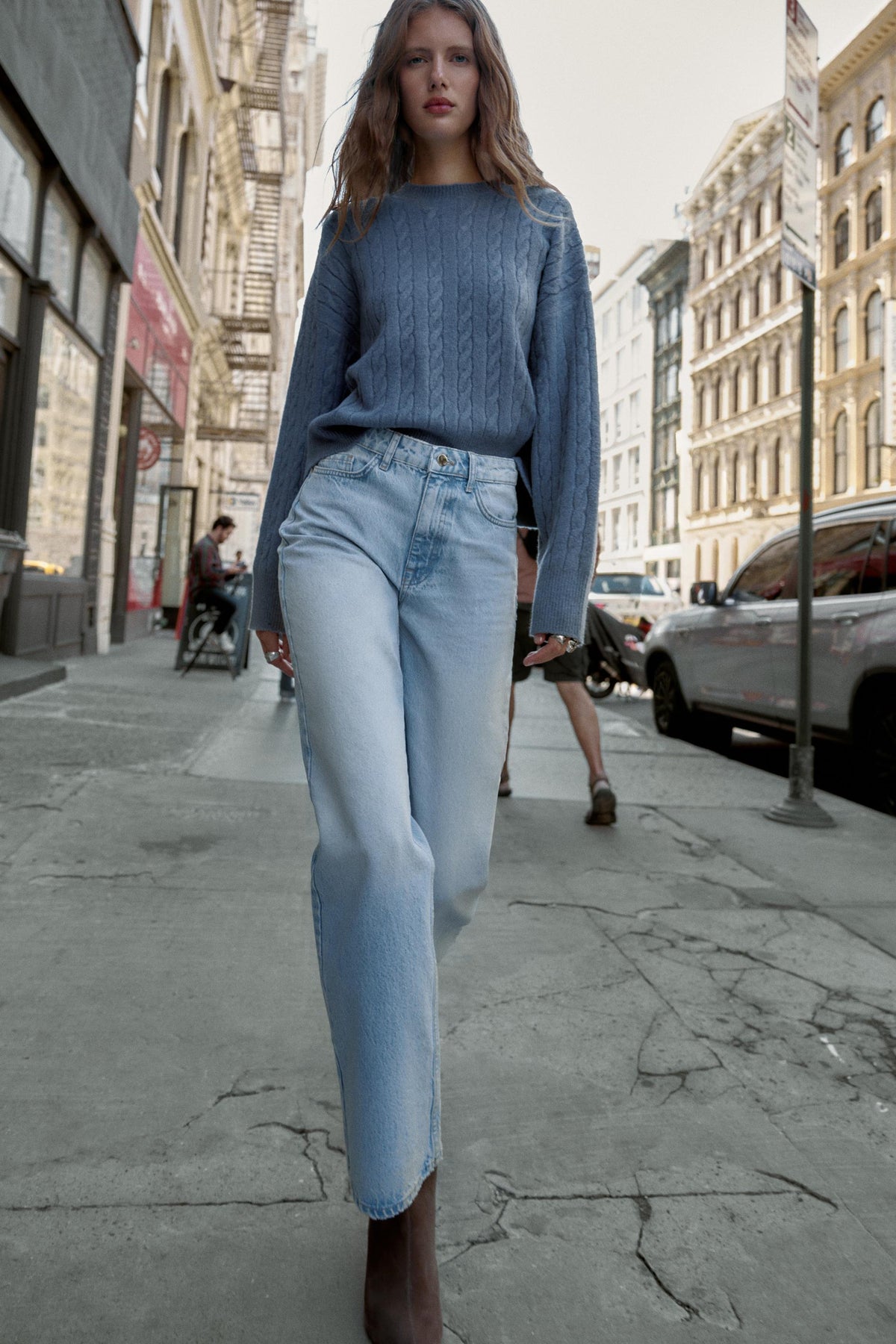 High-waist full-length jeans
