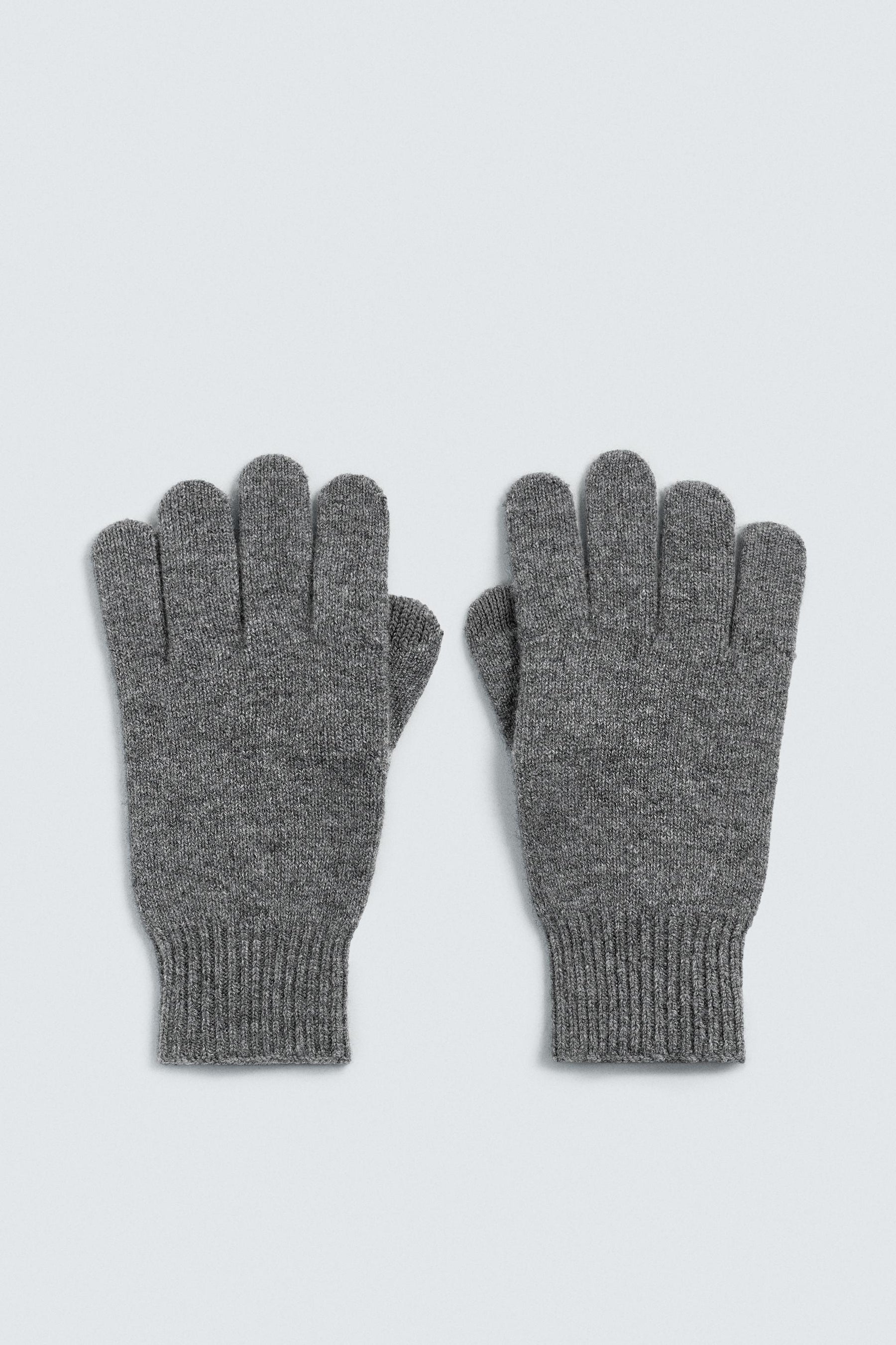 KNITTED WOOL BLEND GLOVES - Image 1