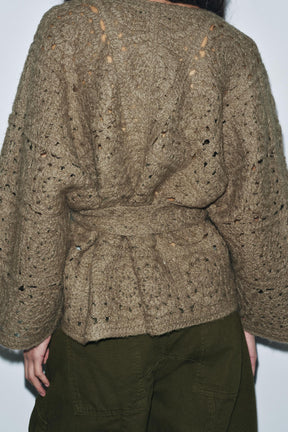 Belted knit cardigan