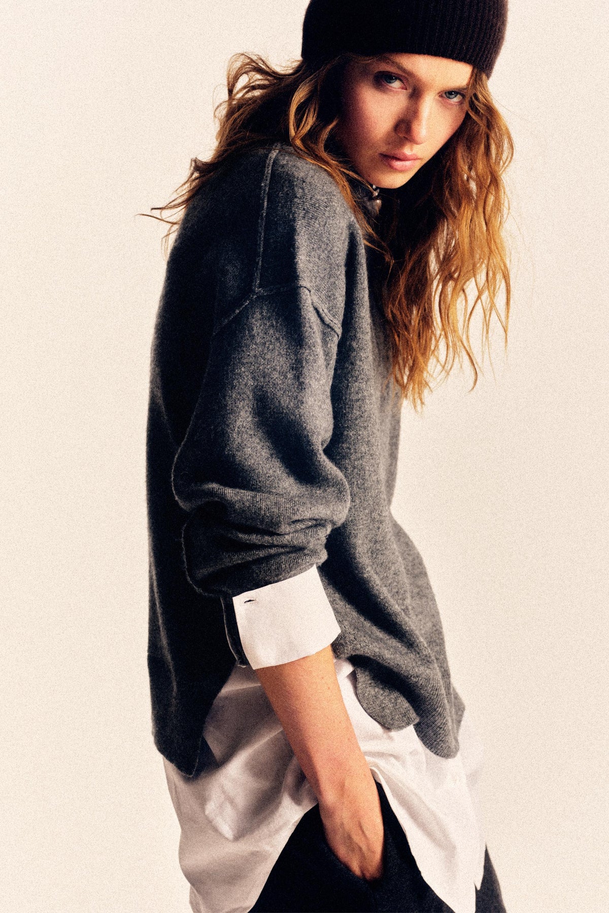 Poplin Mix Sweater