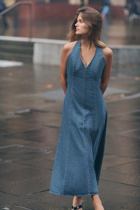 TRF HALTER DENIM DRESS - Image 1