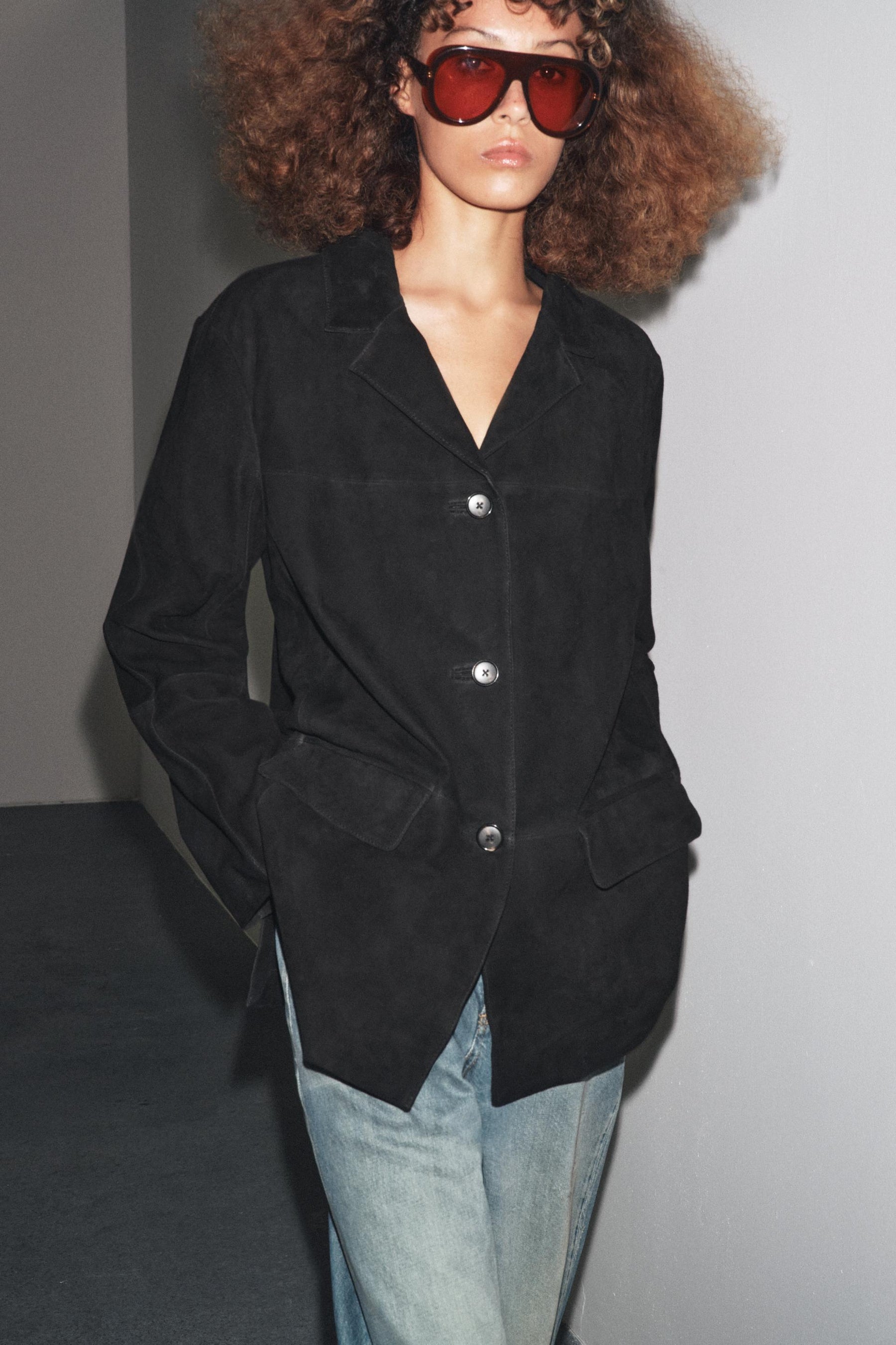 Oversized suede limited jacket
