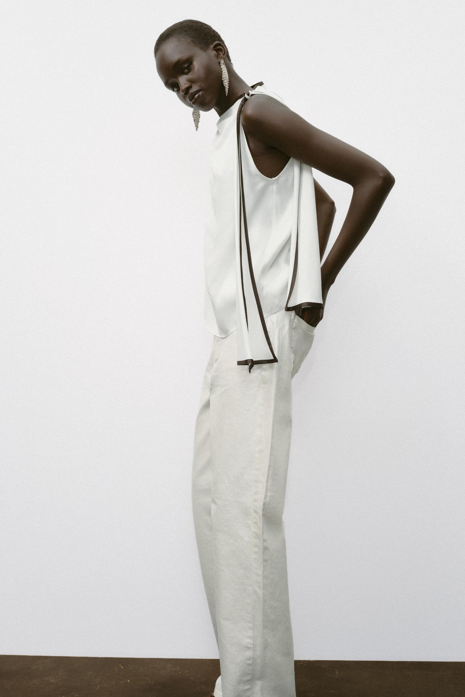 Satin Bow Trimmed Top