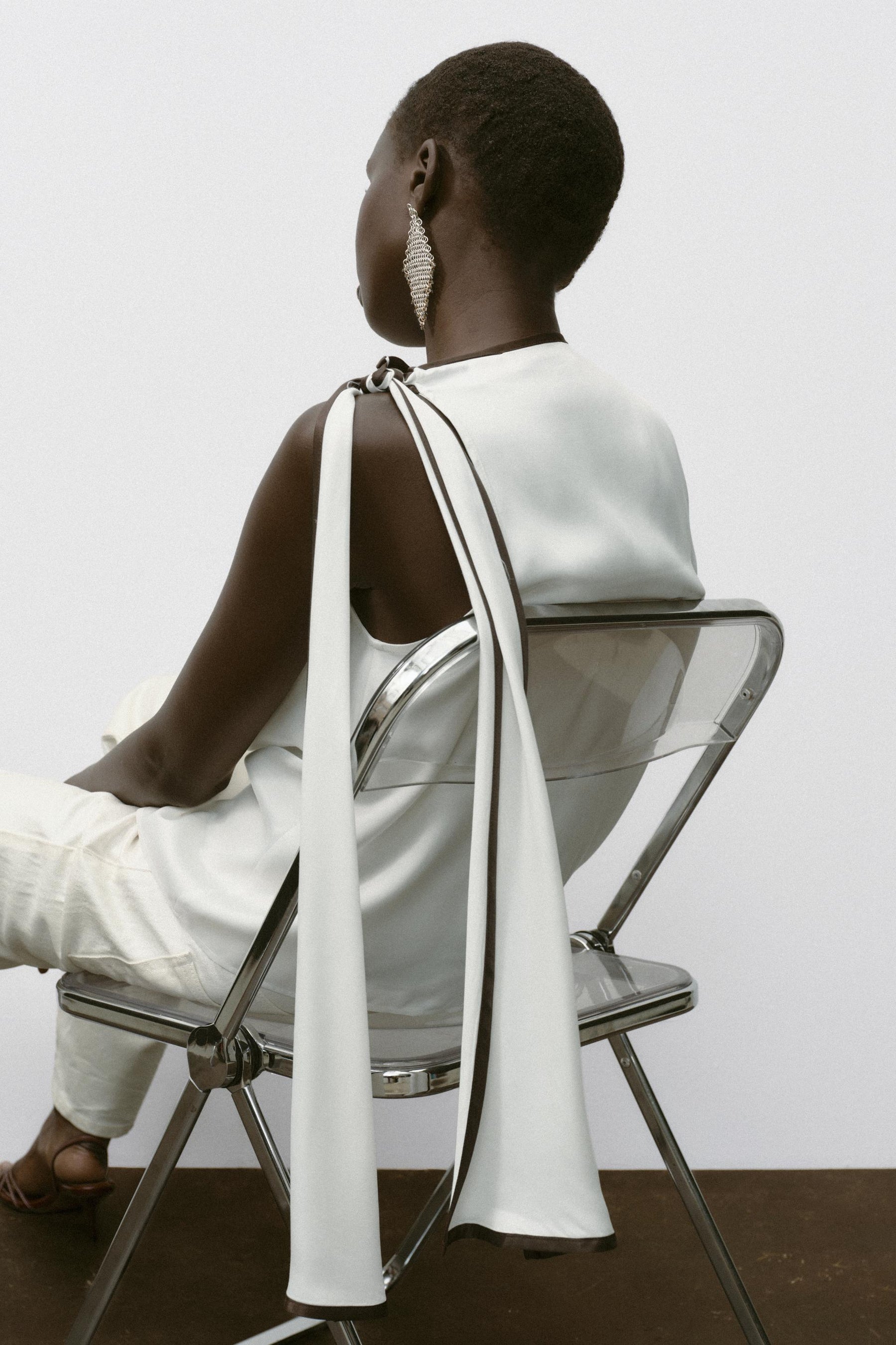 Satin Bow Trimmed Top