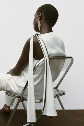 Satin Bow Trimmed Top