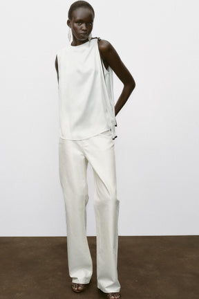 Satin Bow Trimmed Top