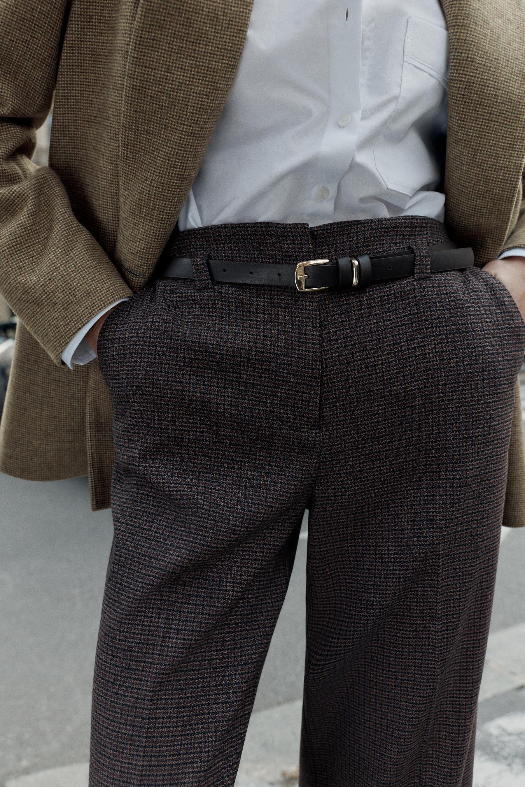 Houndstooth Trousers with Belt