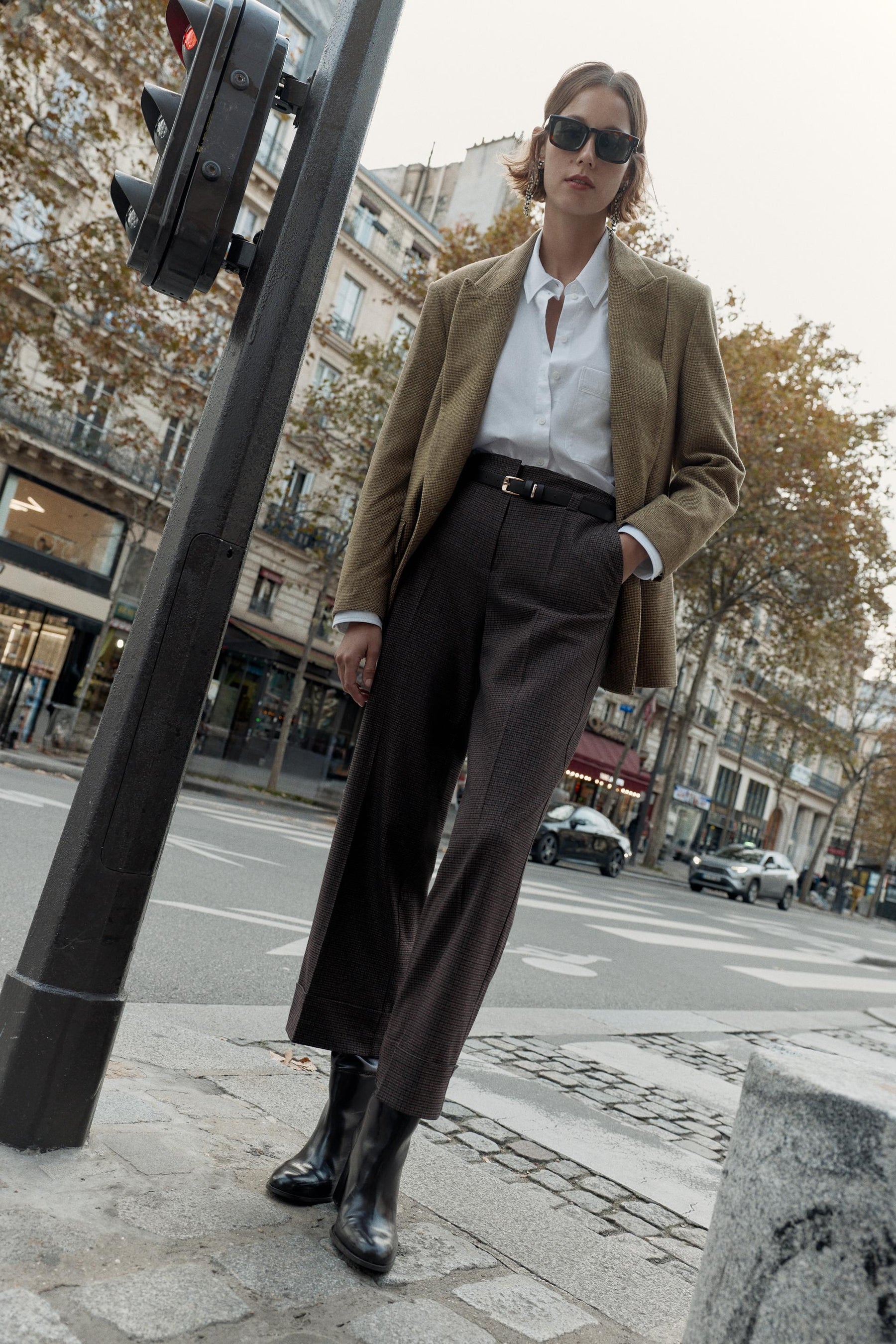 Houndstooth Trousers with Belt