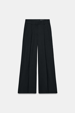 Wide-leg wool trousers