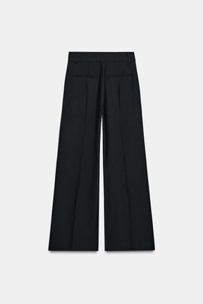Wide-leg wool trousers