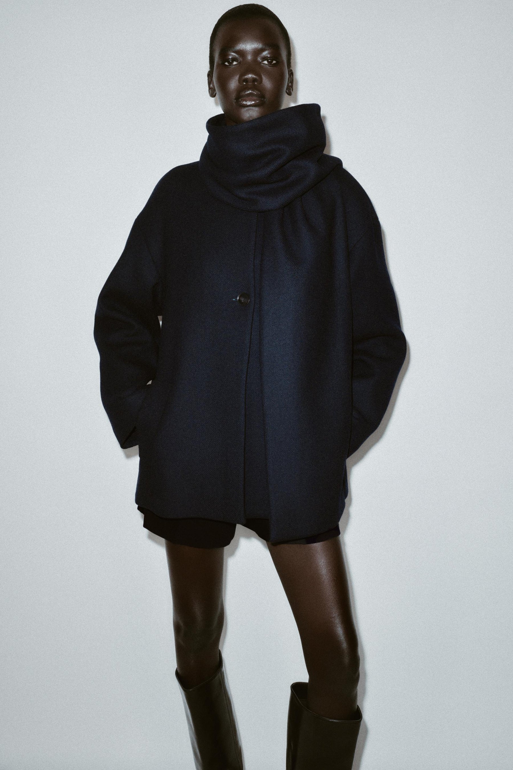 Wool Coat with Scarf