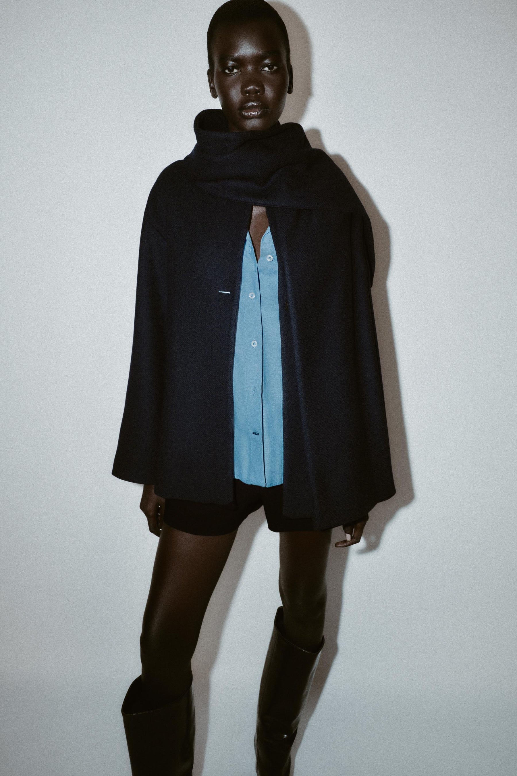 Wool Coat with Scarf