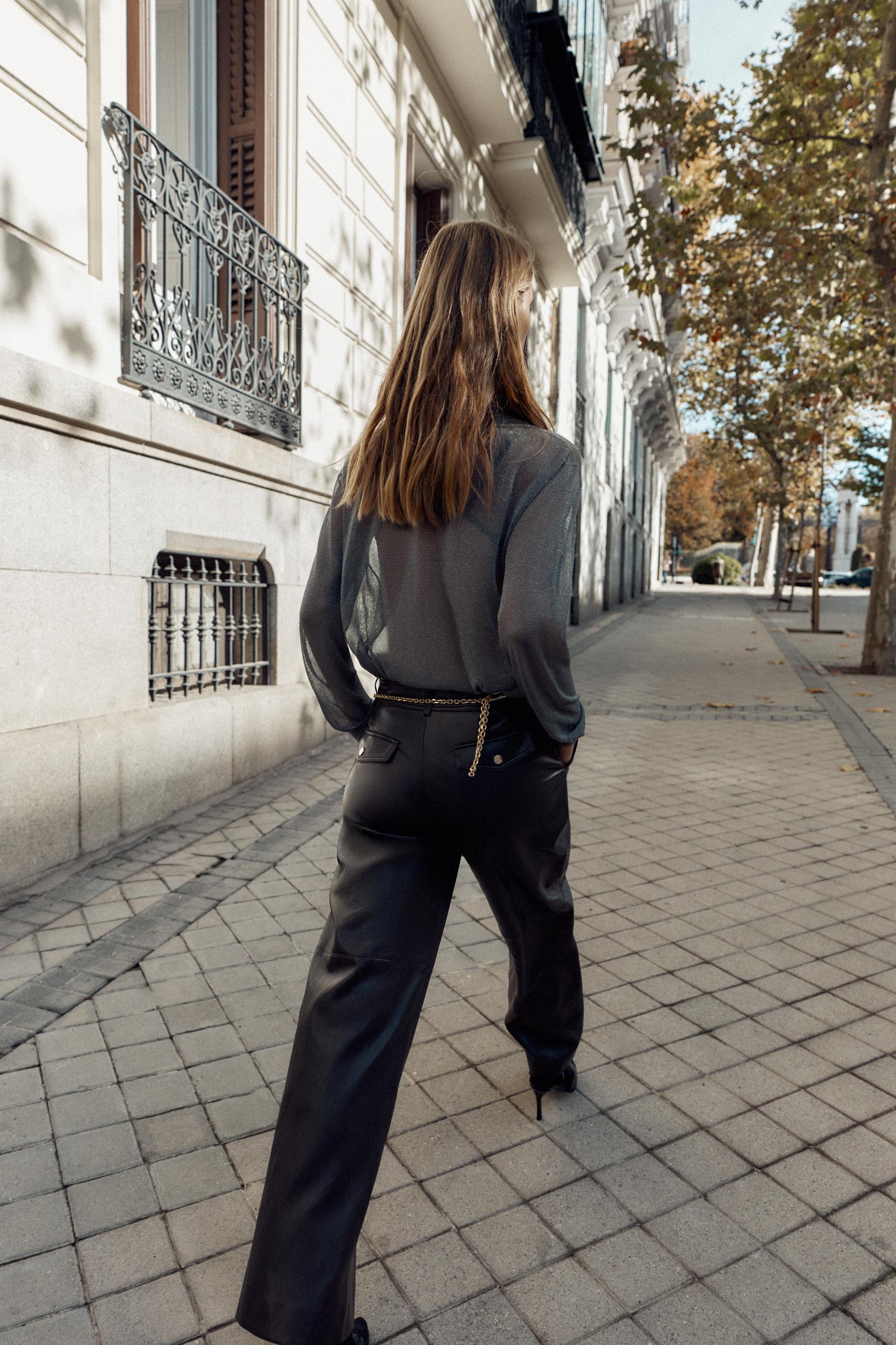 FAUX LEATHER STRAIGHT TROUSERS