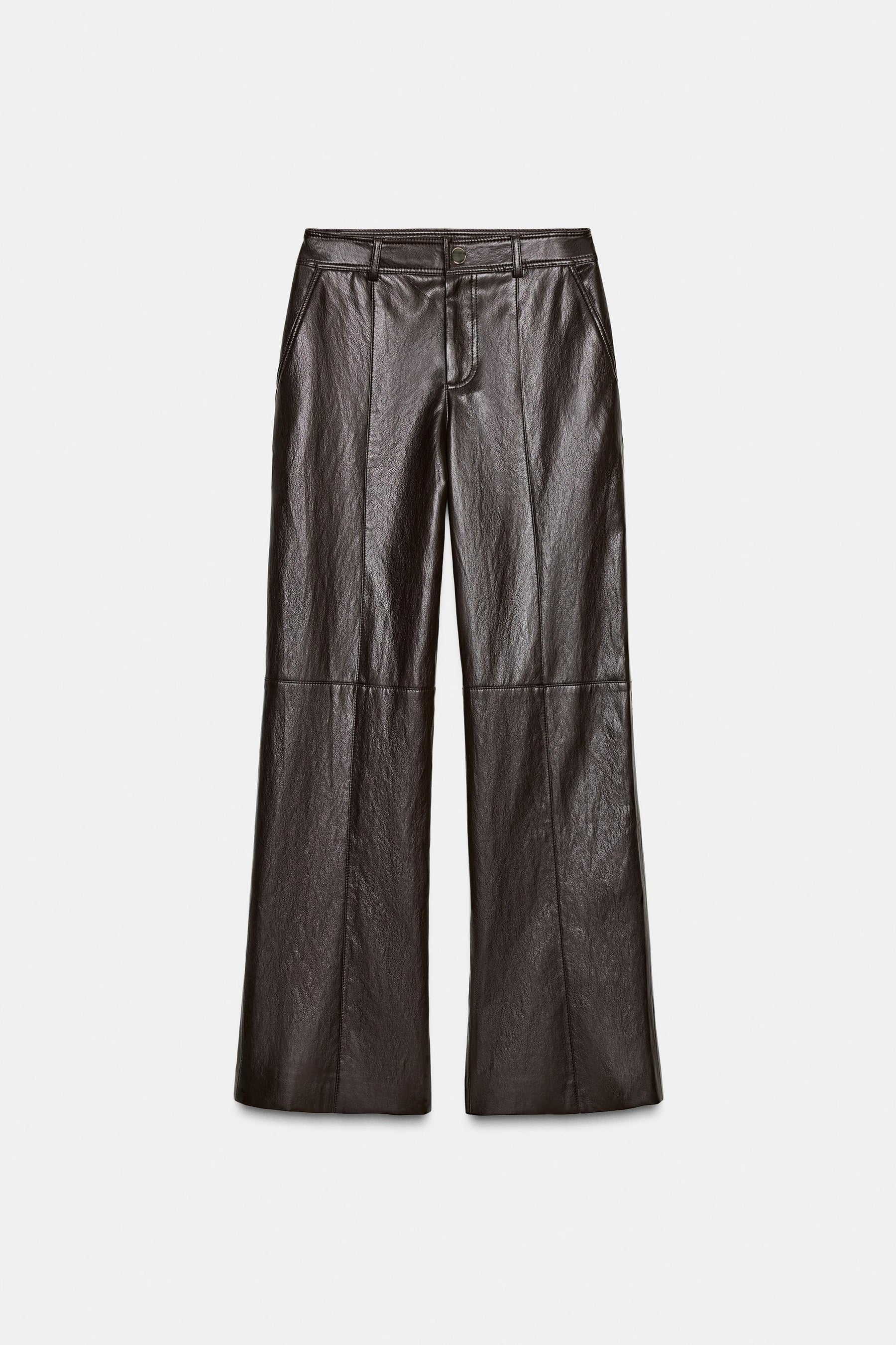 FAUX LEATHER STRAIGHT TROUSERS