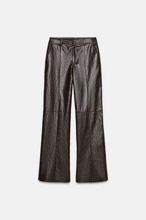 FAUX LEATHER STRAIGHT TROUSERS