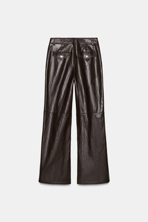 FAUX LEATHER STRAIGHT TROUSERS
