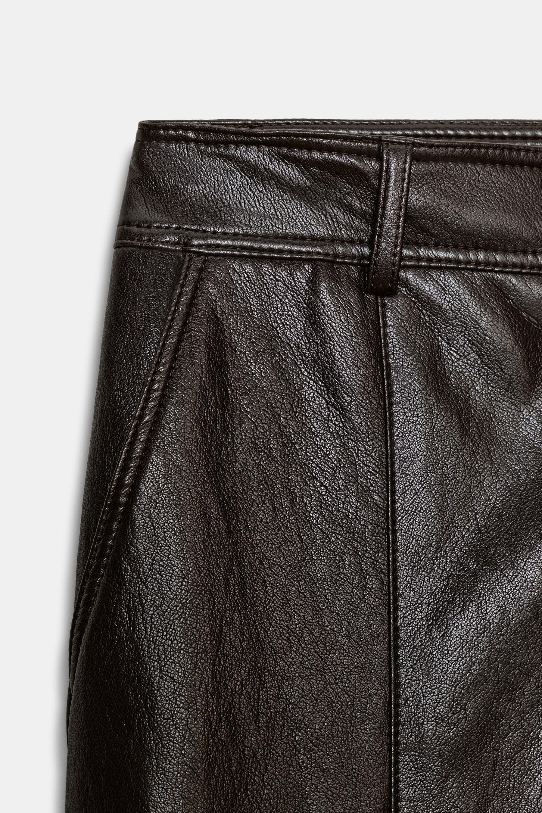 FAUX LEATHER STRAIGHT TROUSERS