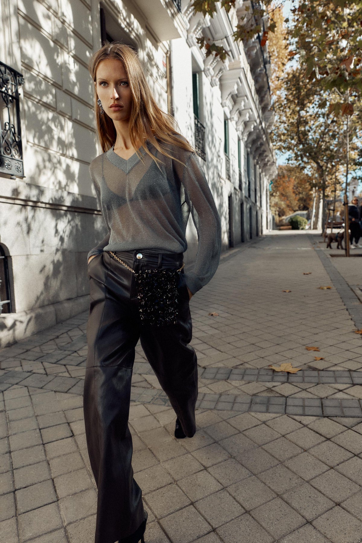 FAUX LEATHER STRAIGHT TROUSERS