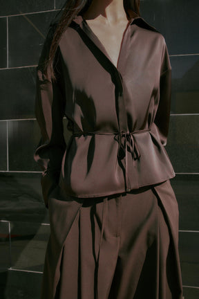 Satin blouse with belt