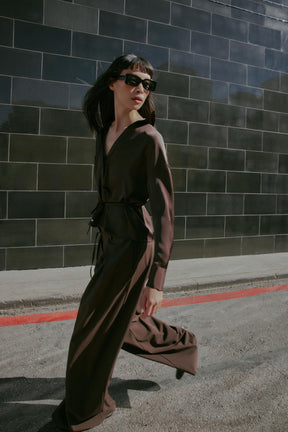 Satin blouse with belt