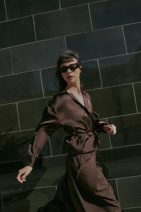 Satin blouse with belt