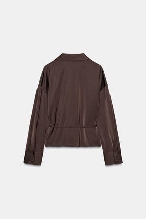Satin blouse with belt