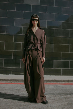 Satin blouse with belt