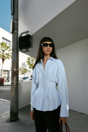 Pleated Poplin Shirt