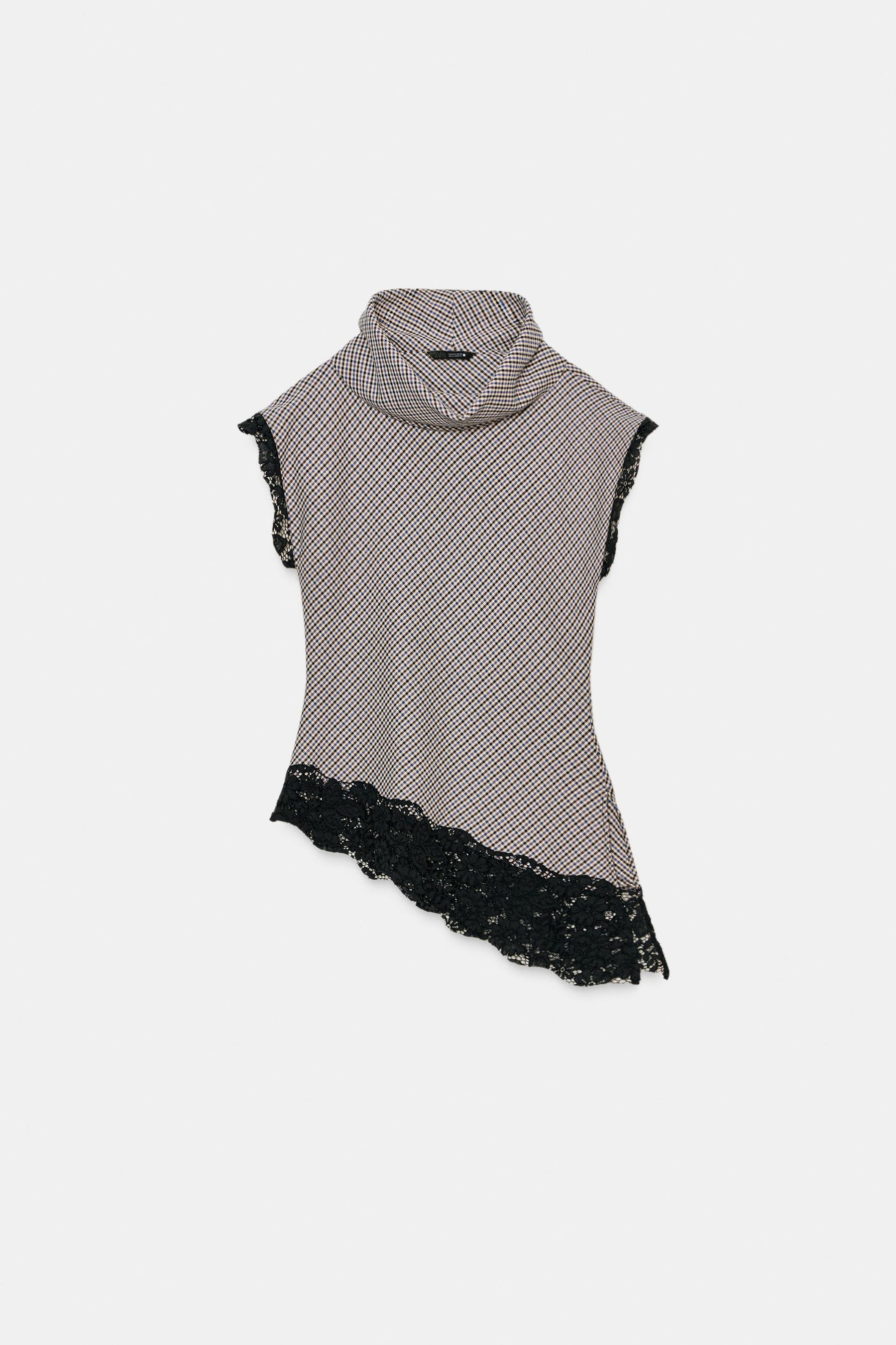 Houndstooth Lace Blouse