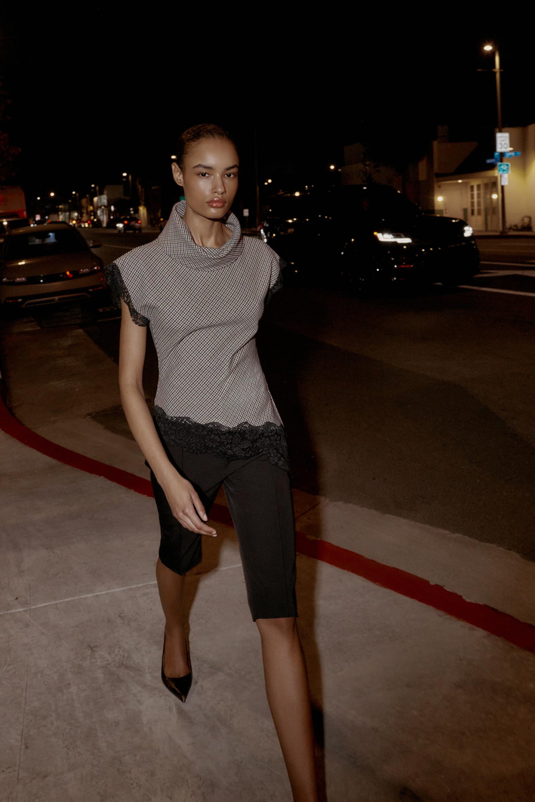 HOUNDSTOOTH LACE SHIRT