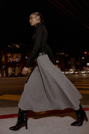 CHECKED MIDI SKIRT