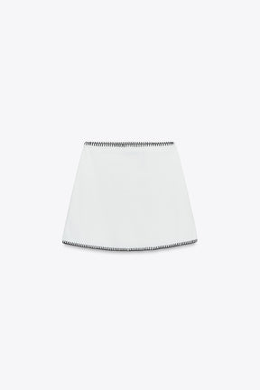 CONTRAST EMBROIDERY KNIT SKIRT - Image 6