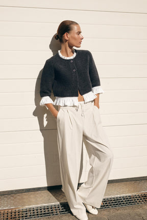 CONTRAST POPLIN CARDIGAN