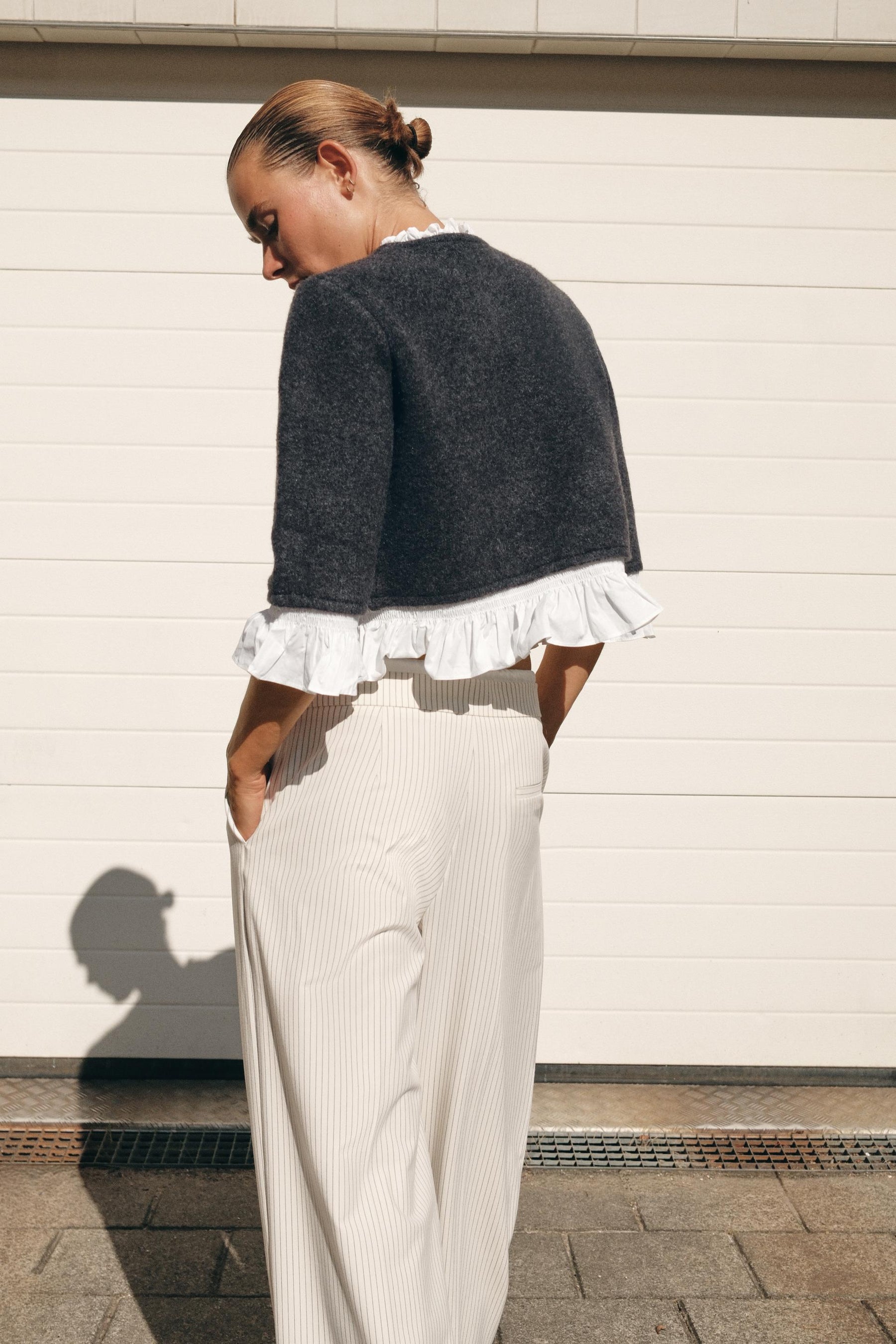 CONTRAST POPLIN CARDIGAN