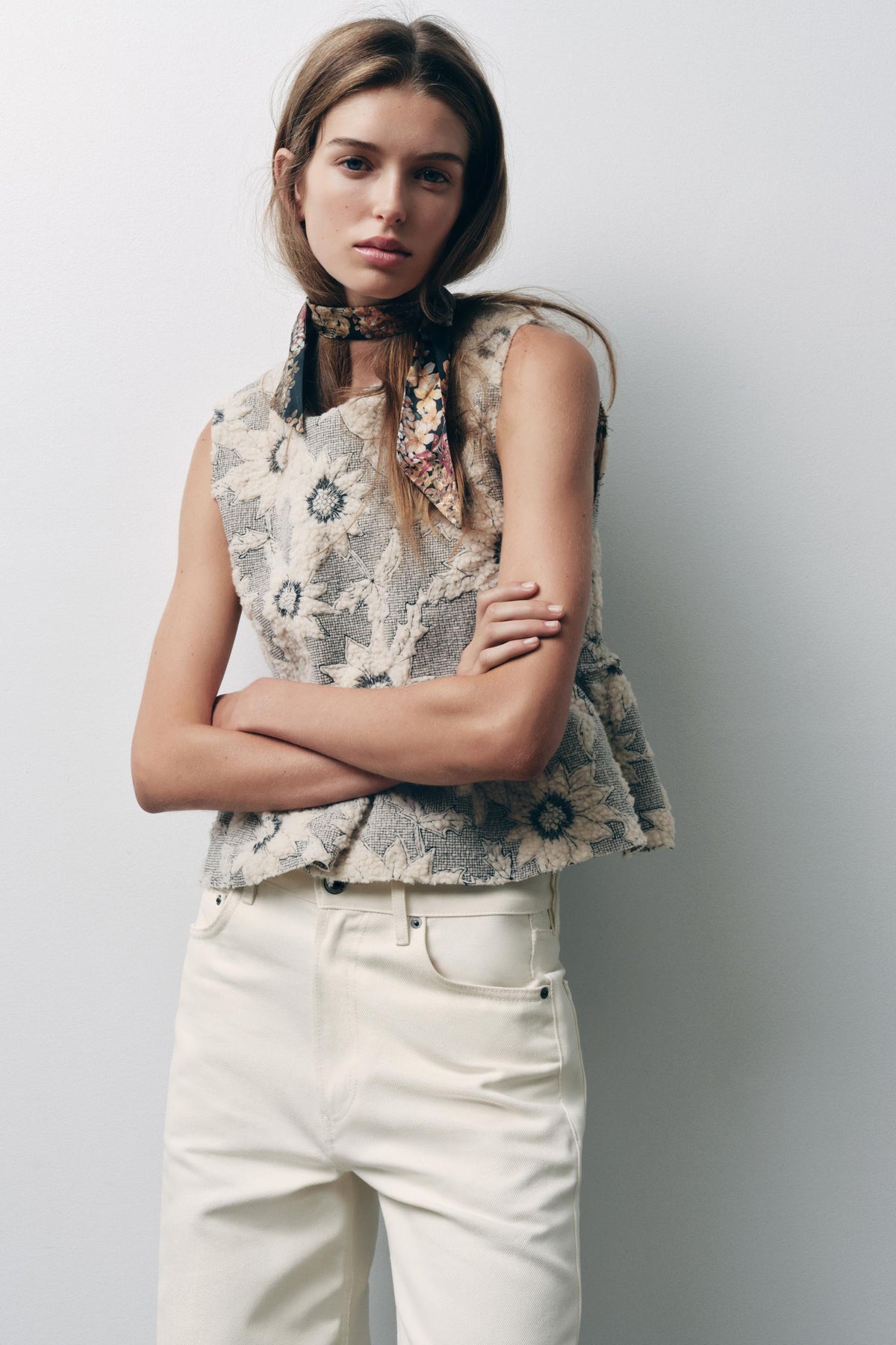 FLORAL TEXTURED PEPLUM TOP - Image 1