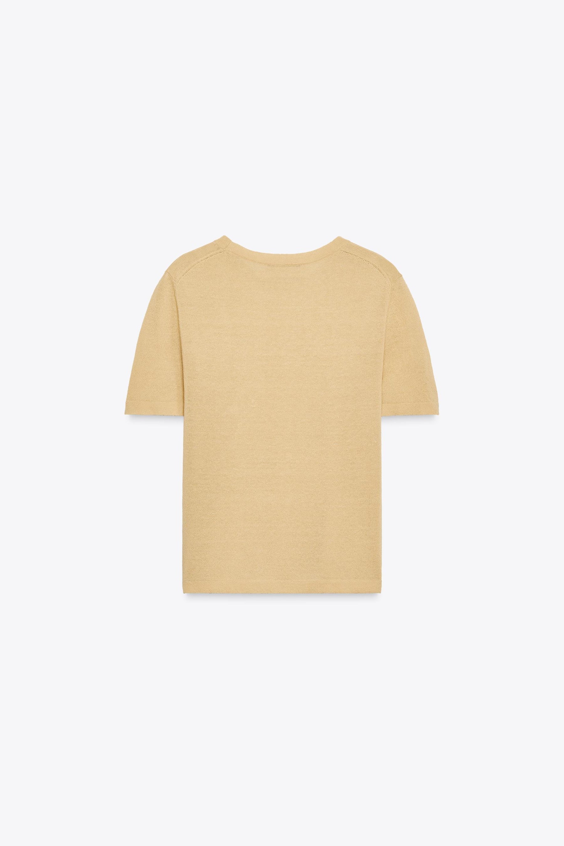 SHORT SLEEVE KNIT LINEN BLEND TOP - Image 4