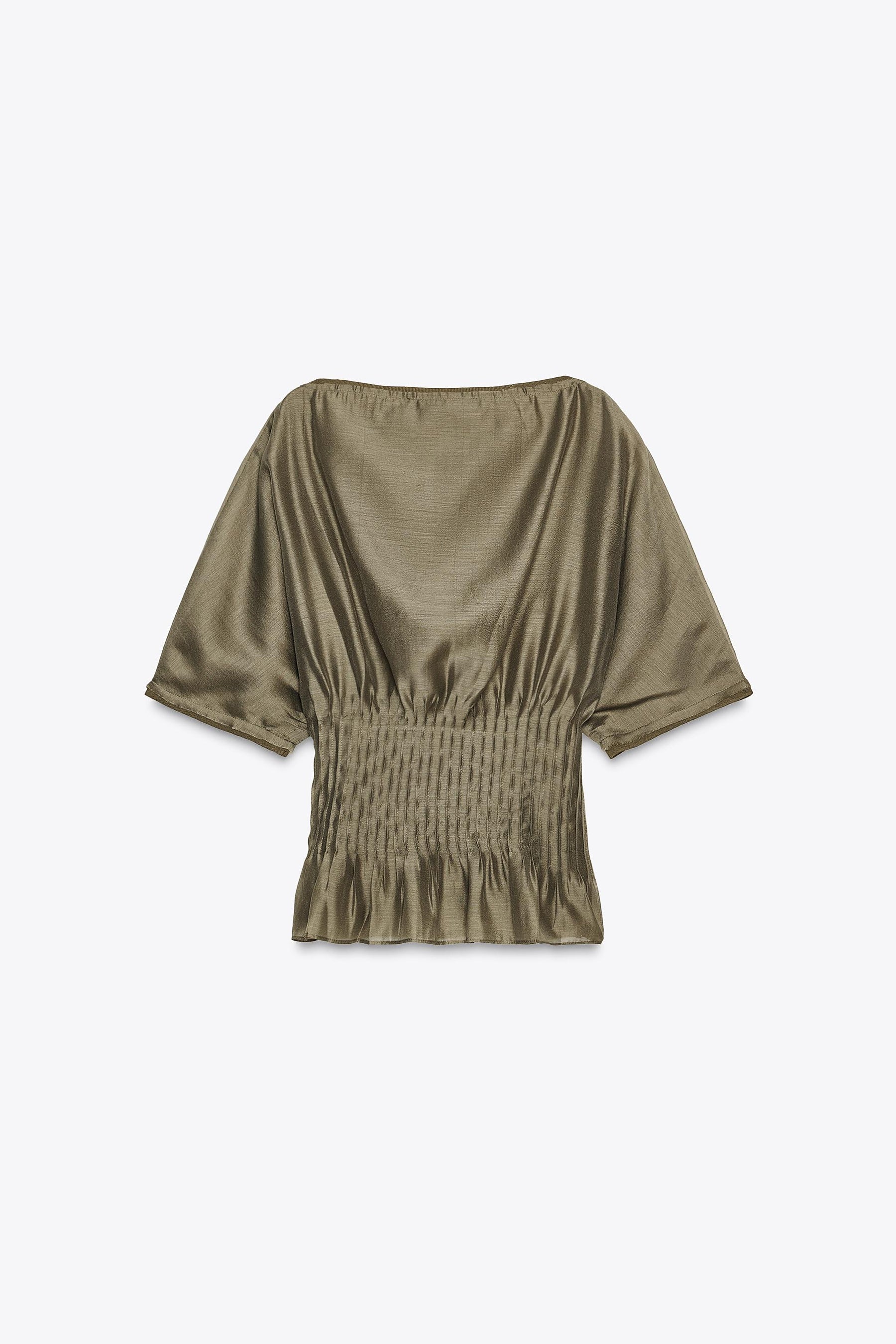 PLEATED WAIST COMBINED KNIT BLOUSE - Image 5