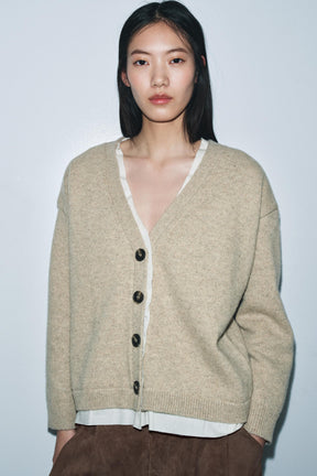 CONTRAST WOOL BLEND CARDIGAN - Image 2