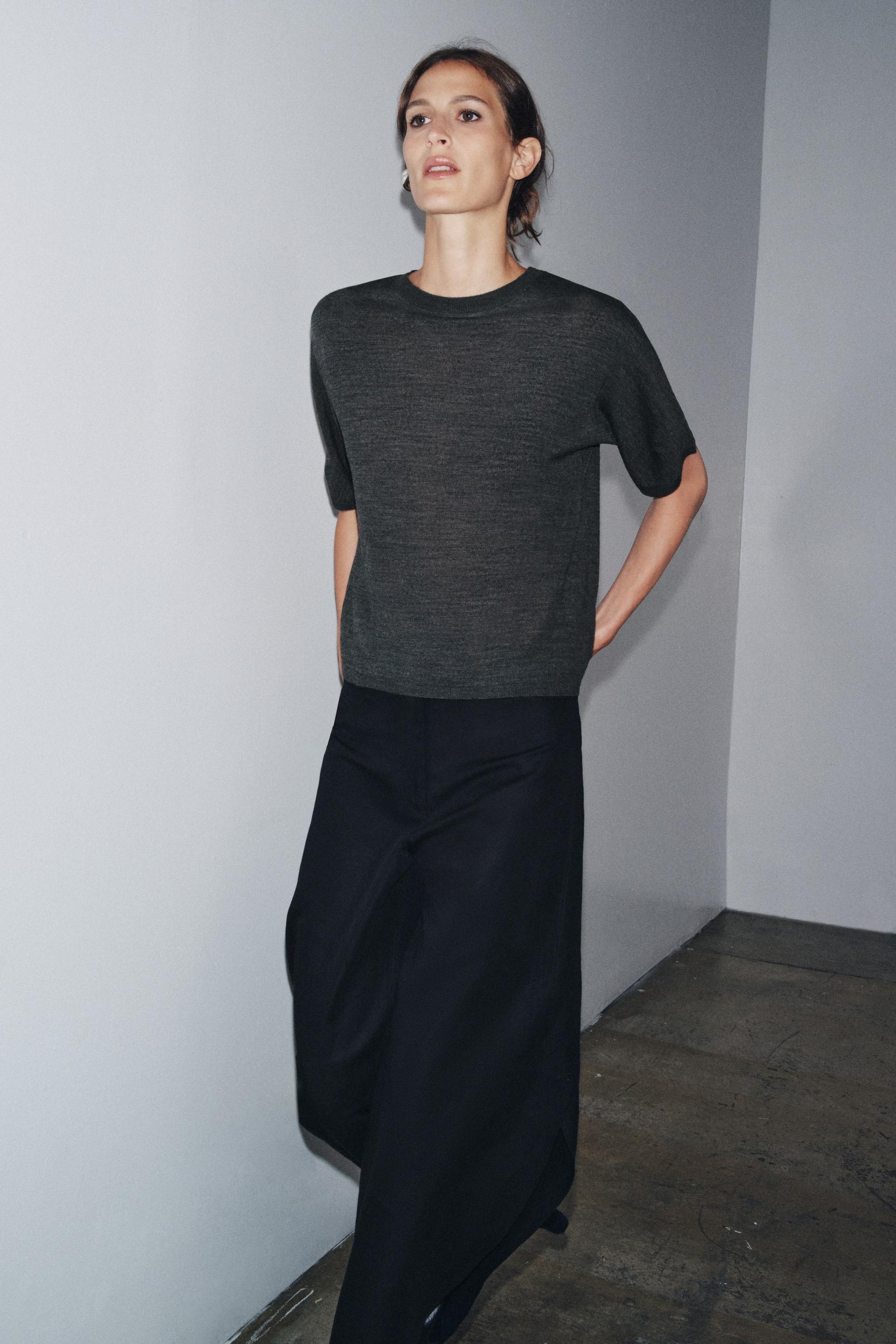 WOOL BLEND SHORT SLEEVE JUMPER - Image 1