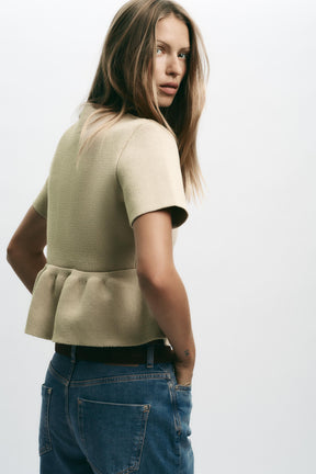 Peplum Cardigan Short Sleeve