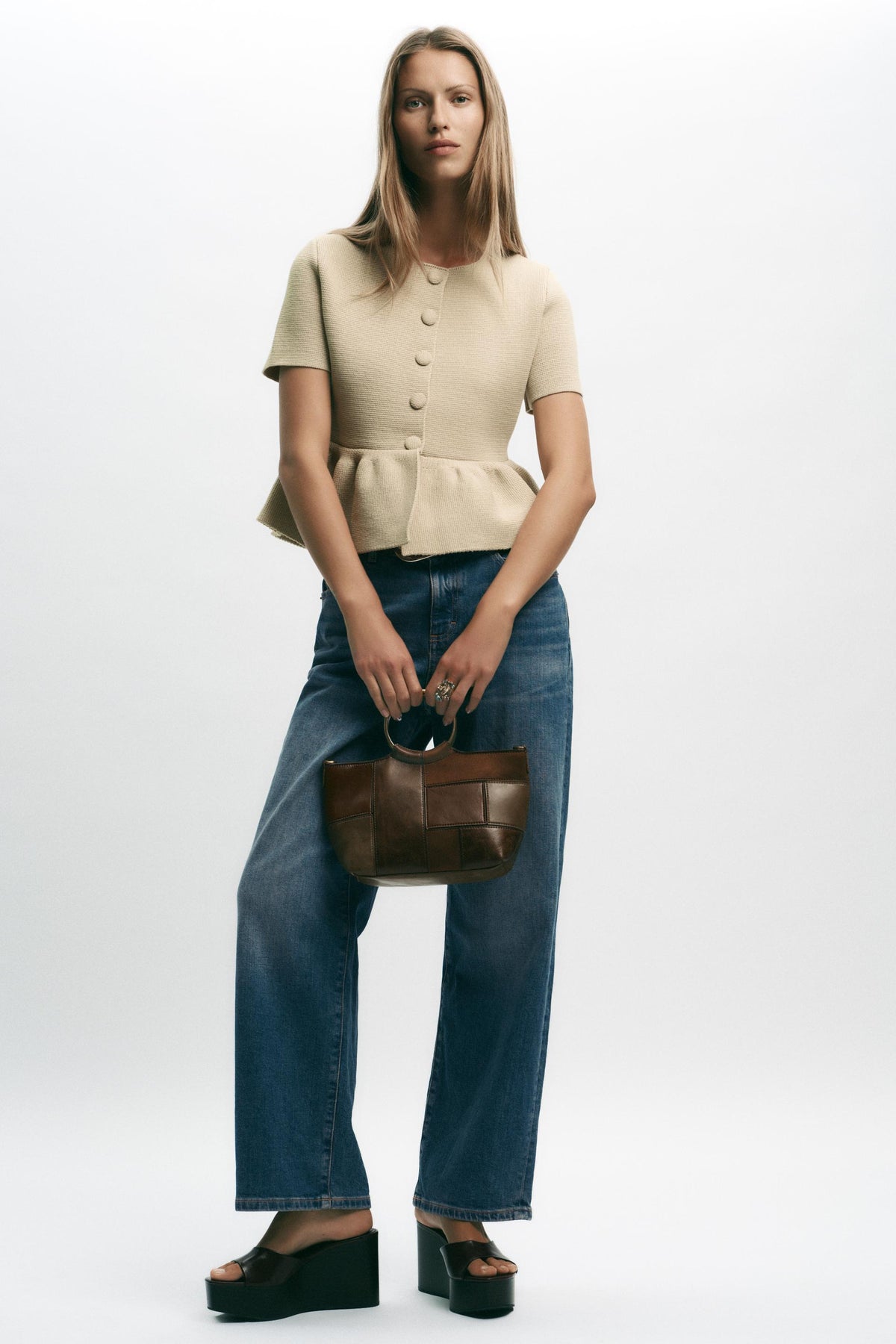 Peplum Cardigan Short Sleeve