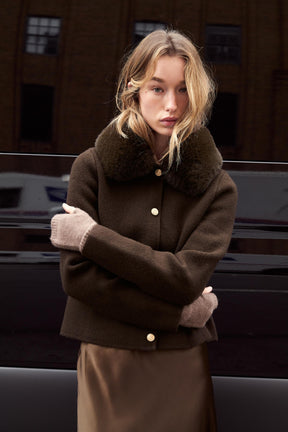 Faux Fur Collar Cardigan