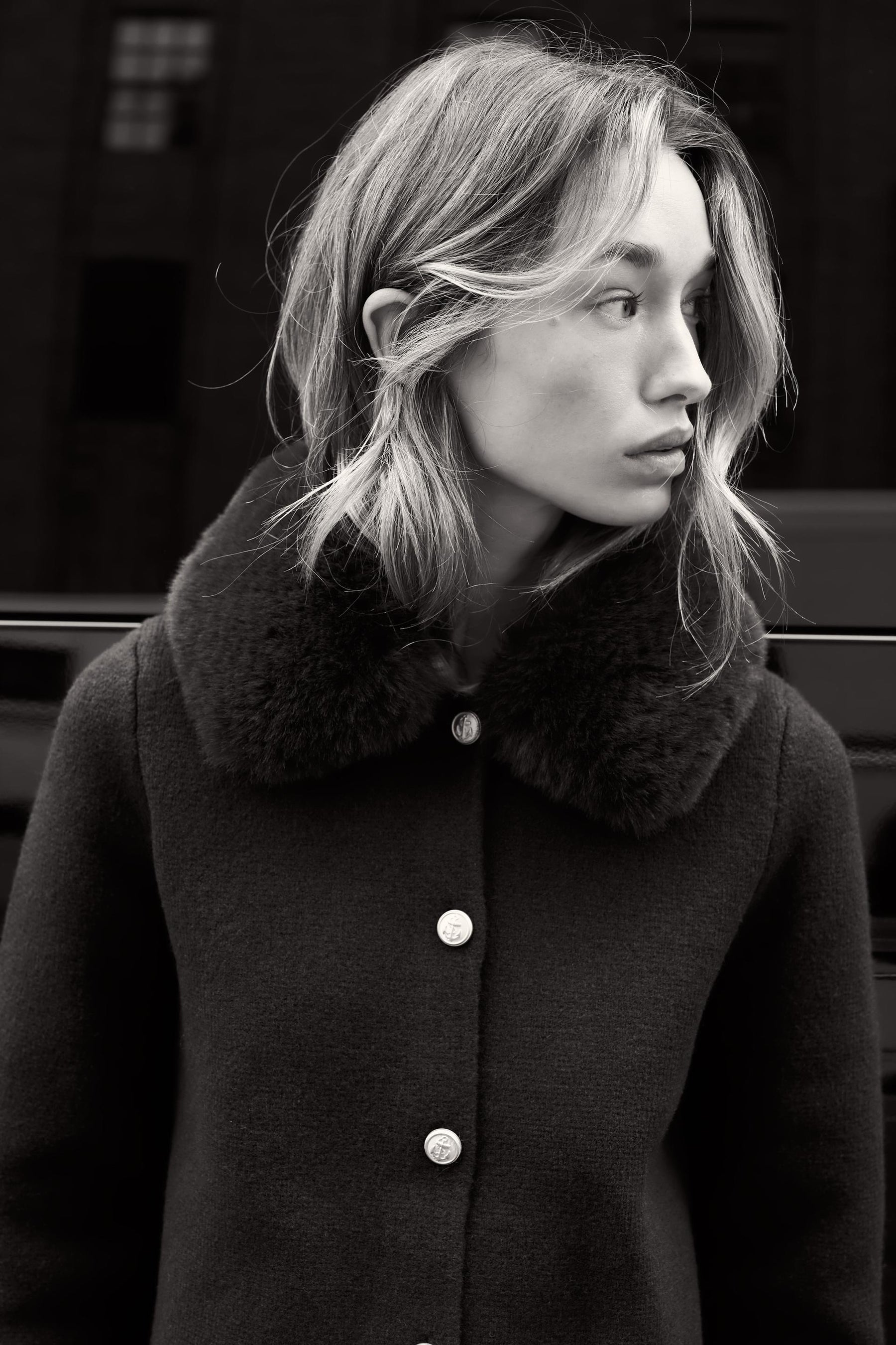 Faux Fur Collar Cardigan