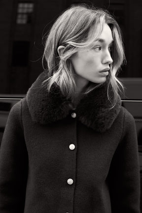 Faux Fur Collar Cardigan