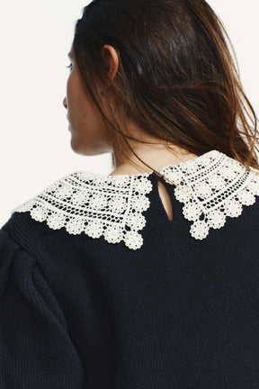 SHORT SLEEVE CROCHET KNIT JUMPER - Image 4