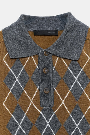 Argyle Knit Polo Shirt