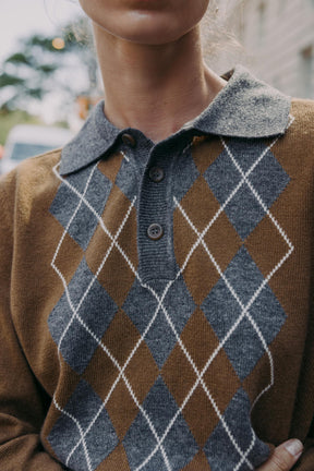 Argyle Knit Polo Shirt