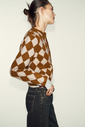 Argyle Knit Cardigan