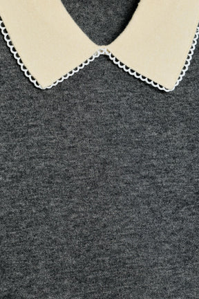 LACE-TRIMMED POLO SHIRT