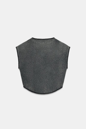 KNIT WAISTCOAT WITH CONTRAST TOPSTITCHING - Image 5